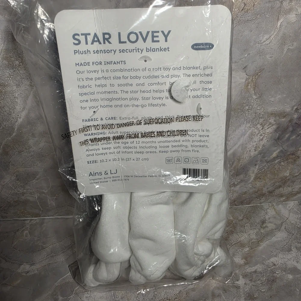Ains & LJ Star Baby Lovey Plush White Blanket Toy Nunu